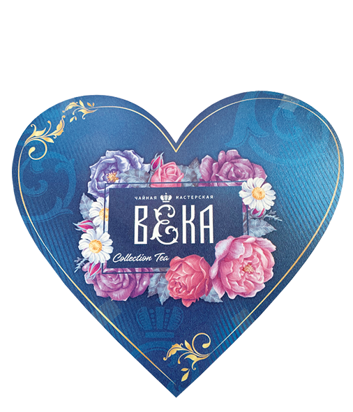 Шкатулка драгоценных купажей "Сердце с цветами синее"