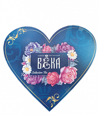 Шкатулка драгоценных купажей "Сердце с цветами синее"